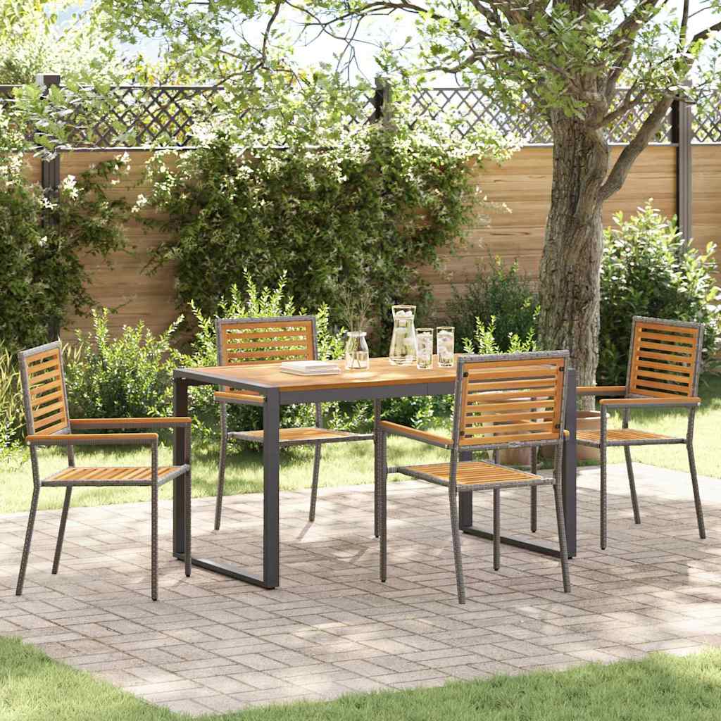 Garden Dining Set 5 pcs Grey and Wood 140 x 80 x 75 cm